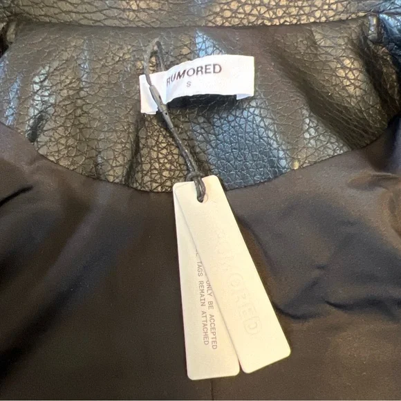 Rumored sumo moto Black Textured Jacket faux leather women size small nwt